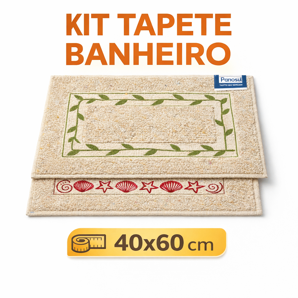 Kit Tapete Capacho Banheiro Box 40x60cm Algodão Rústico Jogo Lavável Máquina