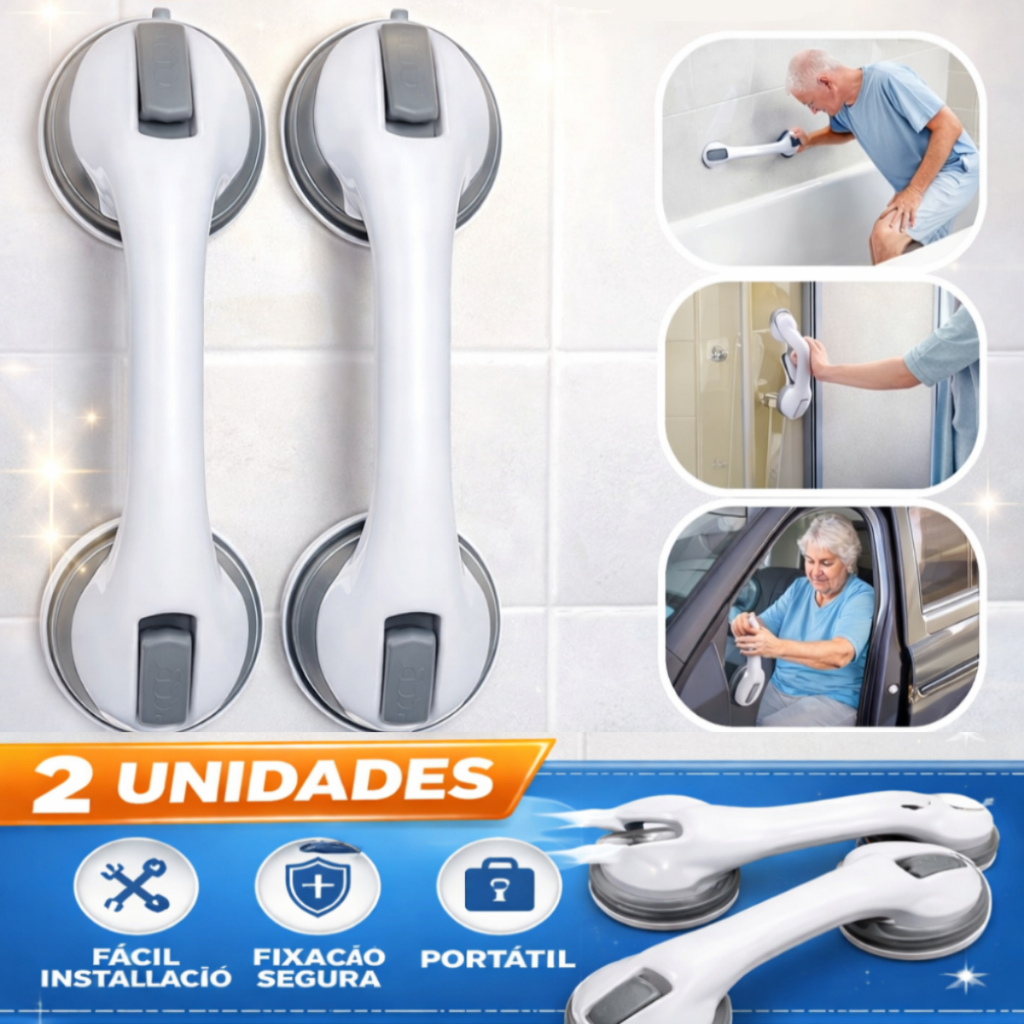 Ventosa Dupla 80kg Suporte de Segurança Barras Fixas Com Ventosa Para Idosos e Deficientes Apoio Portátil Banheiro
