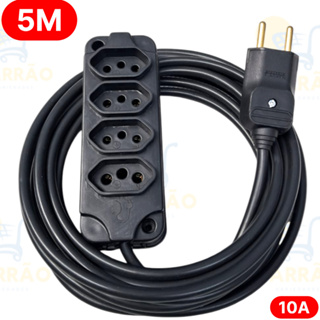 extensão 4 tomadas 5 metros 10A/20A Bivolt Reforçado em Oferta na Shopee