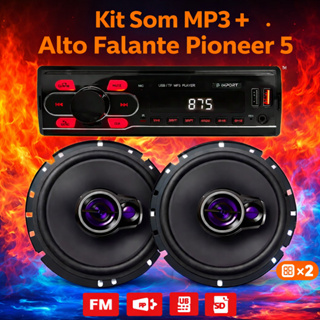 Kit Som Automotivo MP3 Player 1DIN Bluetooth USB + 2 Alto Falantes Pioneer 5” 150W RMS em Oferta na Shopee
