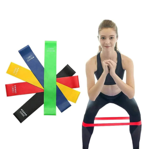 Kit 5 Faixa Elásticas Mini Band Treino Funcional Musculação Yoga Pilates e Fisioterapia