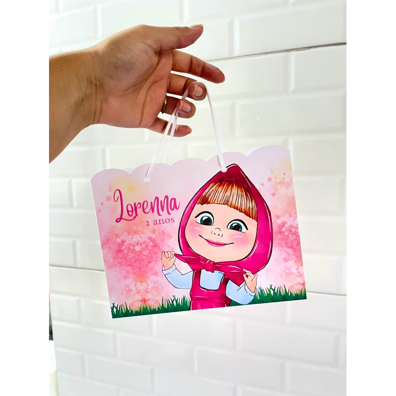 Sacolinha Pegue e Monte Marsha e o Urso | Aniversário Marsha e o Urso | Sacolinha Personalizada | Lembrancinhas