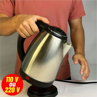 Chaleira Elétrica Inox 2L 110V 220V Base 360 Desliga Automático Café Chá Portátil Água Quente em Oferta na Shopee