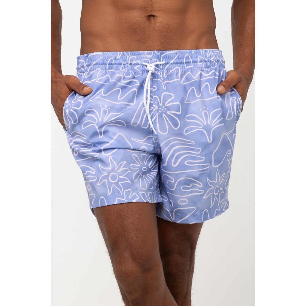 Imagem Short Masculino Rota do Mar Básico Estampado Secagem Rápida Praia Leve