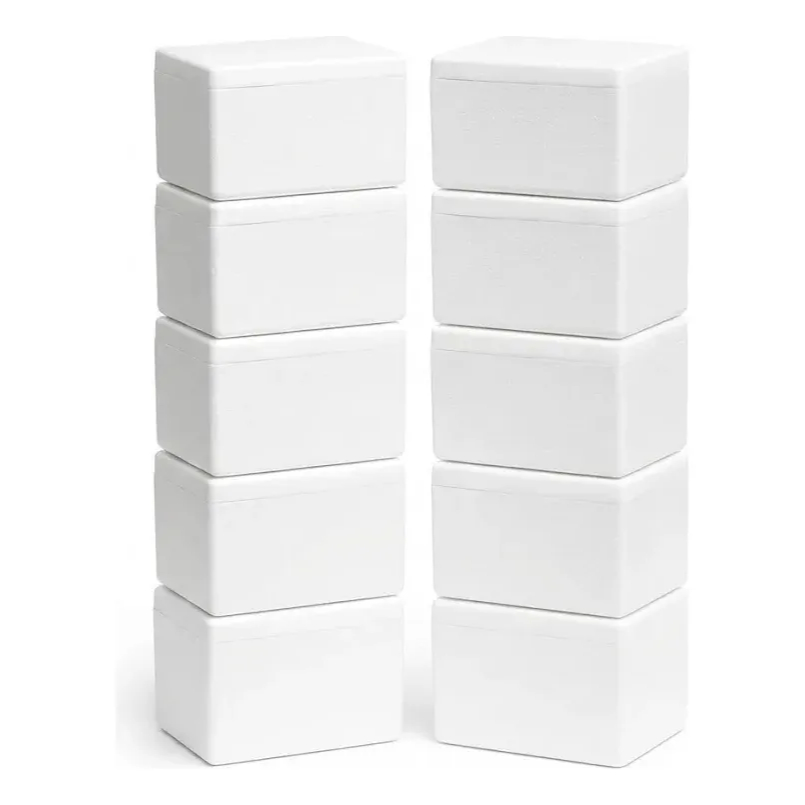 Caixa De Isopor Quadrada Insulina 500g - 10 Und Branco Branco