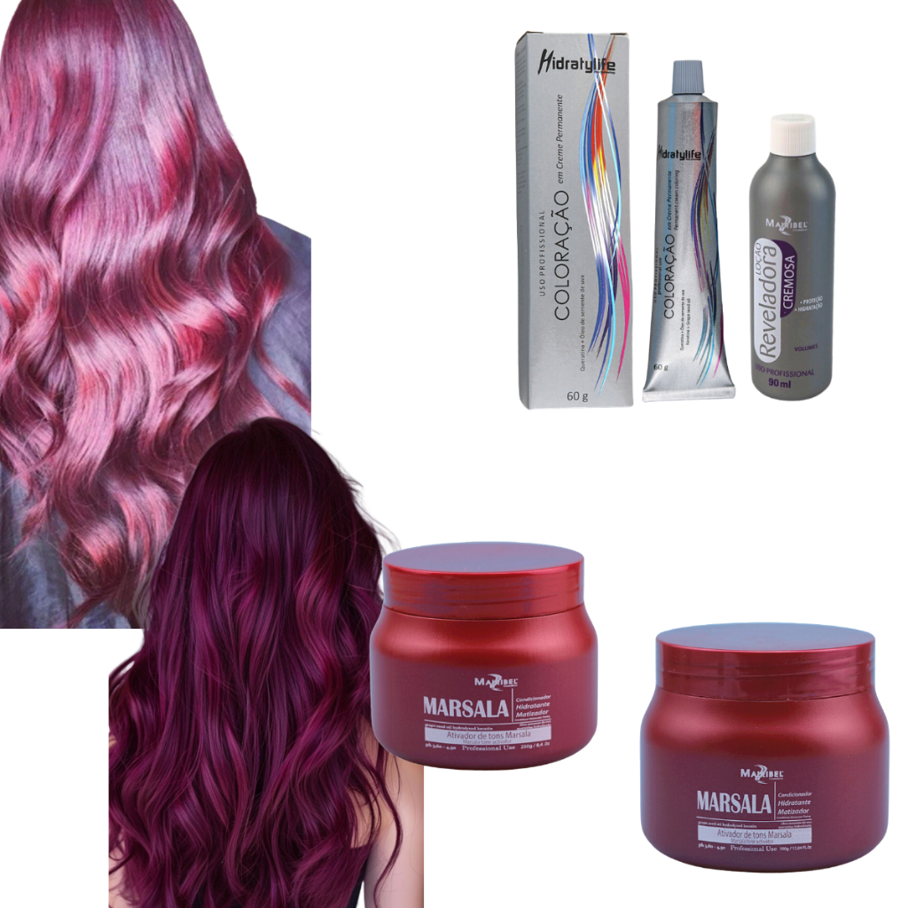 Kit Completo Mairibel 77.26 Vermelho Marsala Claro + Ox 10/20/30/40 + Matizador | Cor Intensa