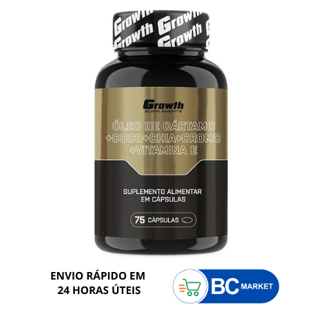 Óleo de Cártamo + Coco + Chia + Cromo + Vit E 75 caps Growth Supplements