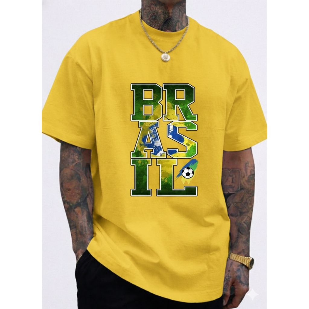 Camiseta Camisa Brasil Verde e Amarelo Camisa Oversized Brasil Streetwear T Shirt