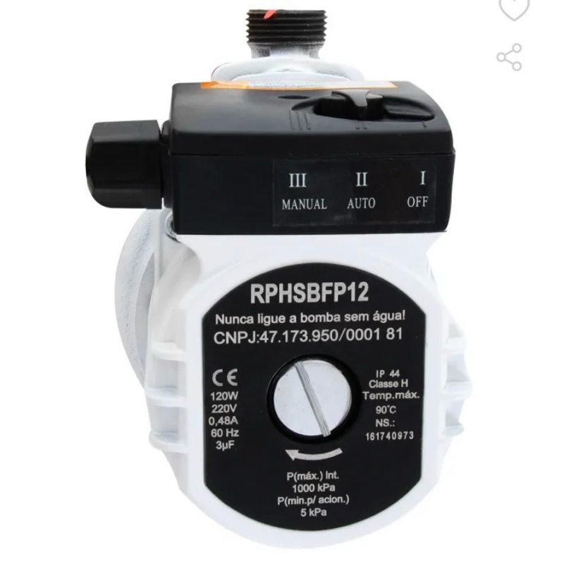 Pressurizador RPHSBFP11 120W 127V Rinnai