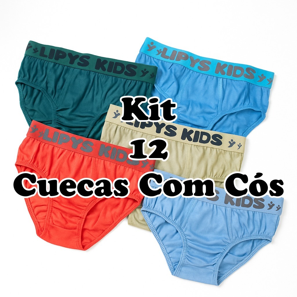 Kit Cuecas Infantis 100% Algodão | Modelo Slip com e sem cós em Oferta na Shopee