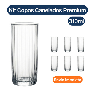 Kit 6 ou 12 Copos Canelado Pasabahce Leia 310ml Vidro Europeu Premium Restaurantes 5 Estrelas em Oferta na Shopee