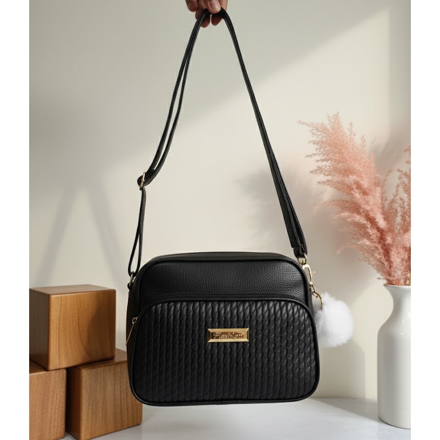 Bolsa Feminina Pequena Estilo Casual Transversal + Chaveiro Pompom