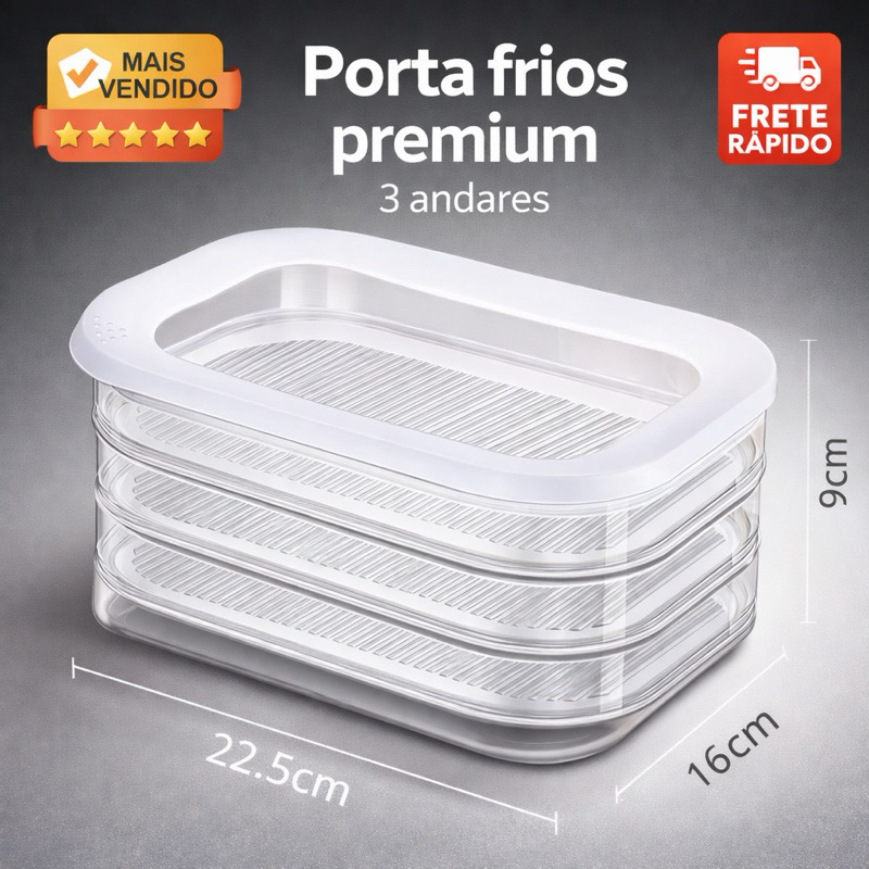Porta Frios 3 Andares Hermético Empilhável – Caixa Organizadora com Tampa Vedada para Conserva em Oferta na Shopee