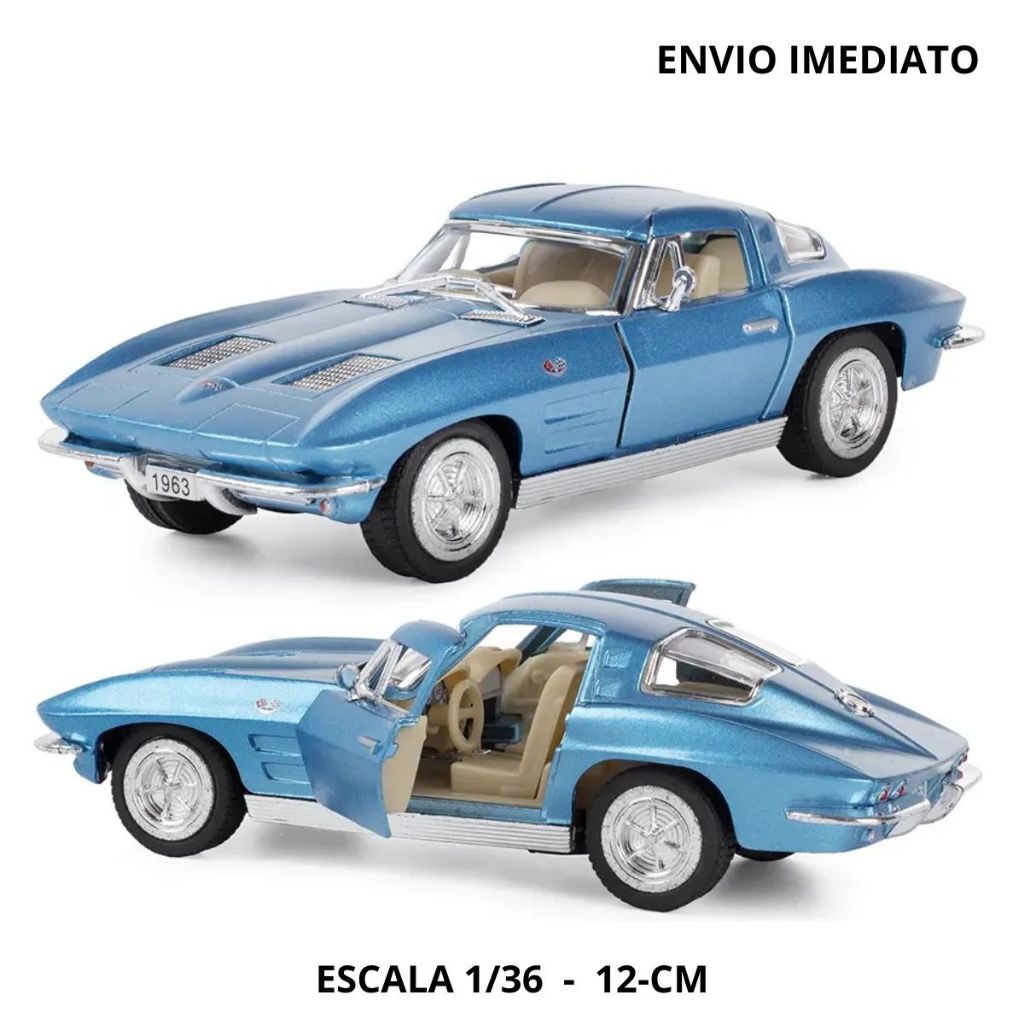 Miniatura Corvette Sting Ray Carrinho De Metal Antigo - Escala 1/36