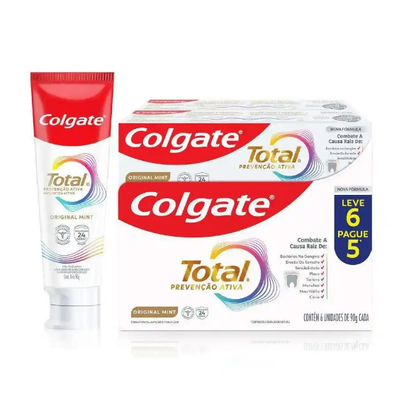 Creme Dental Colgate Total Original Mint 6 unidades 90g Cada