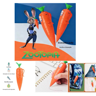 Caneta Judy Zootopia em forma de cenoura com gravador de voz / Caneta 10 cores Zootopia em Oferta na Shopee