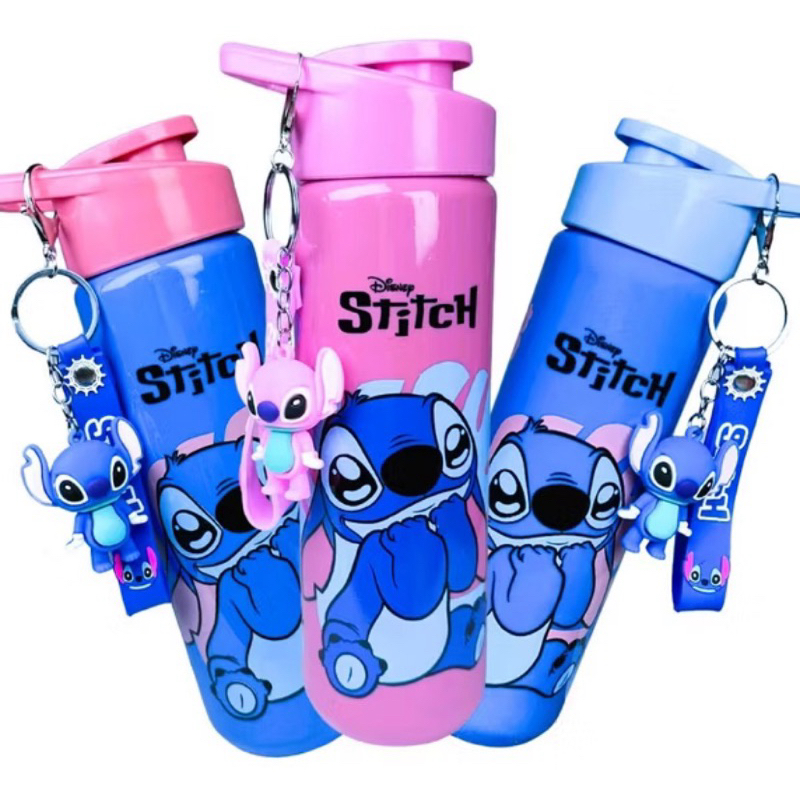 Garrafinha Infantil Tema Stitch,  700ml -Alça e Acompanha Lindo Chaveiro