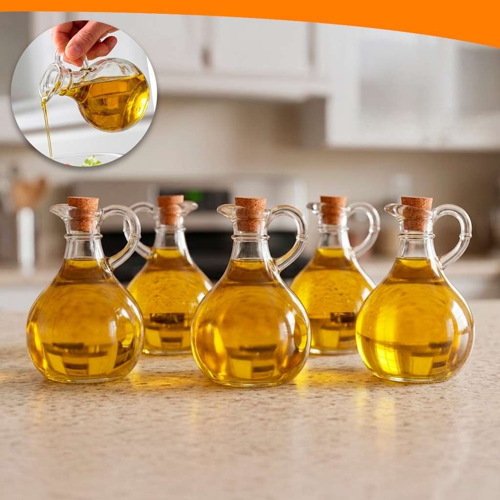 Kit 1/2/3/5 Azeiteiros De Vidro Com Alça 300ML 12cm Galheteiro Porta Azeite Vinagre Mesa Posta em Oferta na Shopee