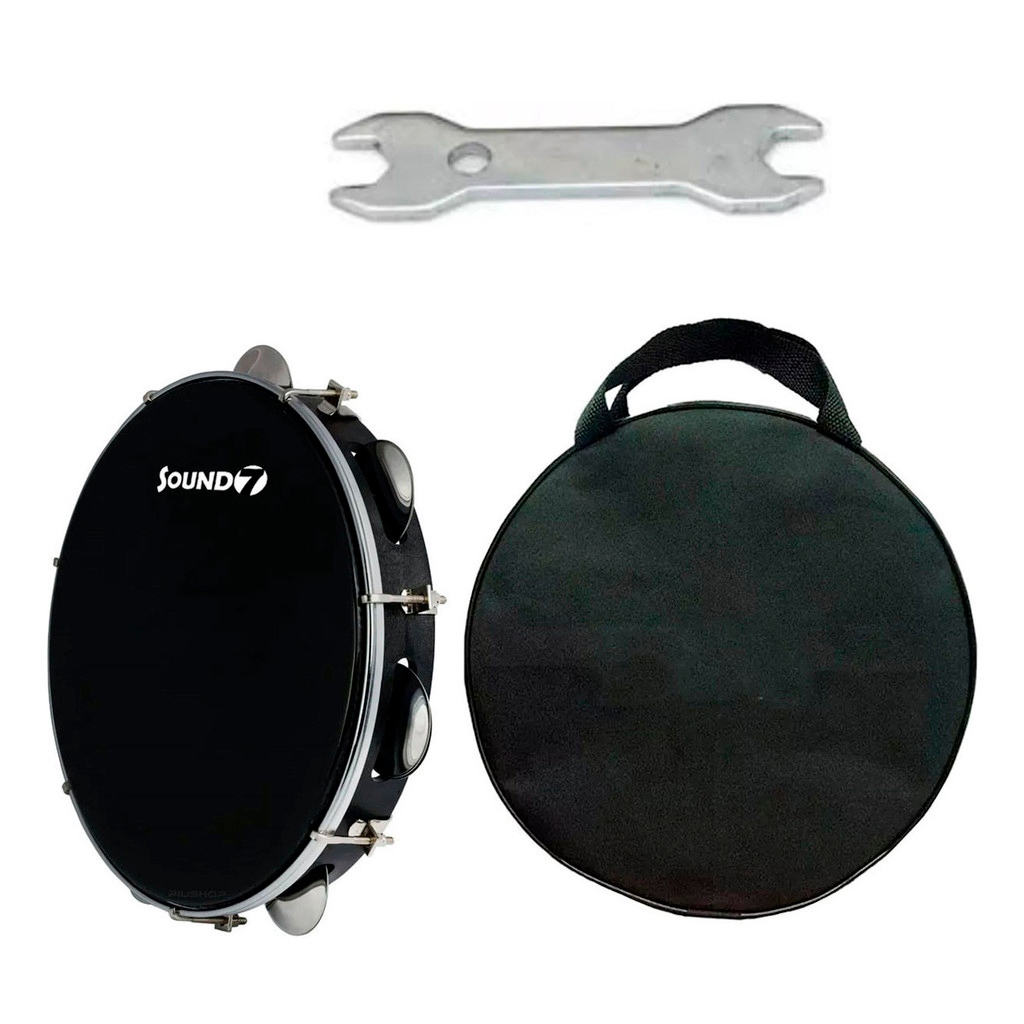 Pandeiro Phx Abs Preto 10 Pele Preta Sound7 + Capa em Oferta na Shopee