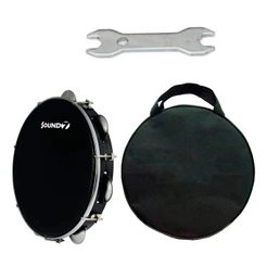 Pandeiro Phx Abs Preto 10 Pele Preta Sound7 + Capa