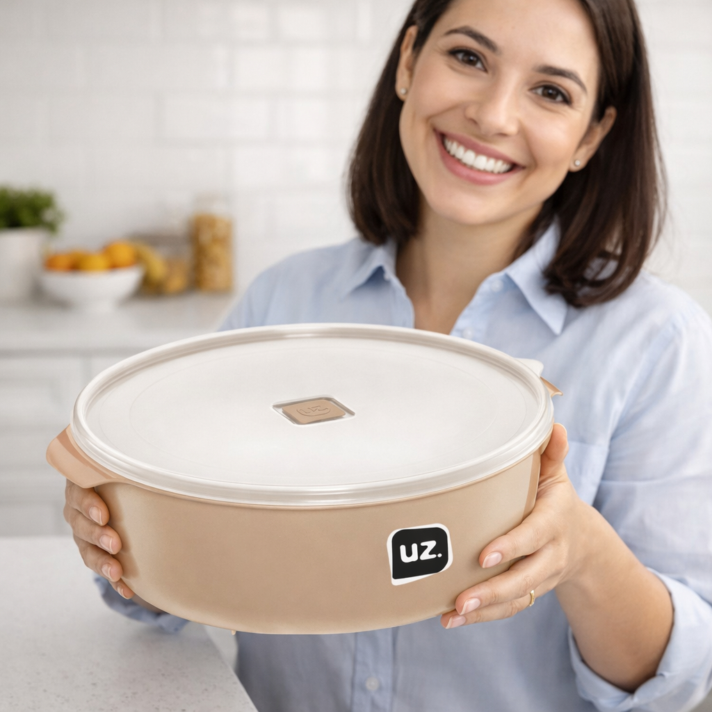 Pote Multiuso 5 Litros Premium cappuccino Cozinha Geladeira Despensa Freezer Organizador Alimentos UZ Utilidades
