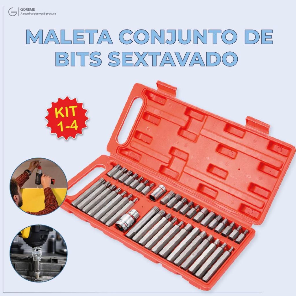 Maleta Conjunto de Bits Sextavado Aço Cromo Vanádio de Alta Qualidade e Resistência em Oferta na Shopee