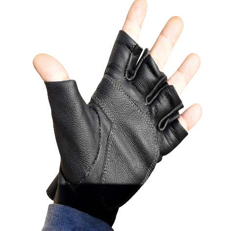 Luva Meio Dedo Unisex Couro Legítimo Direto da Fábrica Motoqueiro Tática Academia Hipismo Paintball Cadeirante Moto