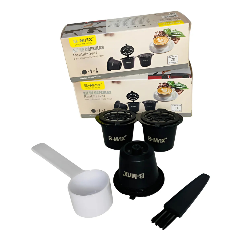 Kit 3 Cápsulas Nespresso Reutilizável + Dosador B-MAX BM-F1345