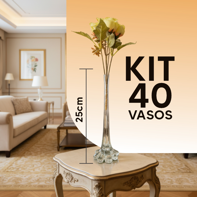 40 Vasos Solitários de Vidro Decorativo para Centro de Mesa Festa Casamento Chá de Bebê em Oferta na Shopee