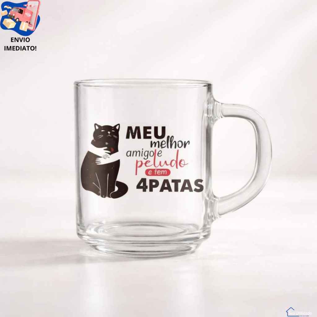 Caneca De Gato Para Beber Café Chá Chocolate Quente Ideal Para Amantes De Gatos Para Conforto E Estilo Em Vidro 350 ml