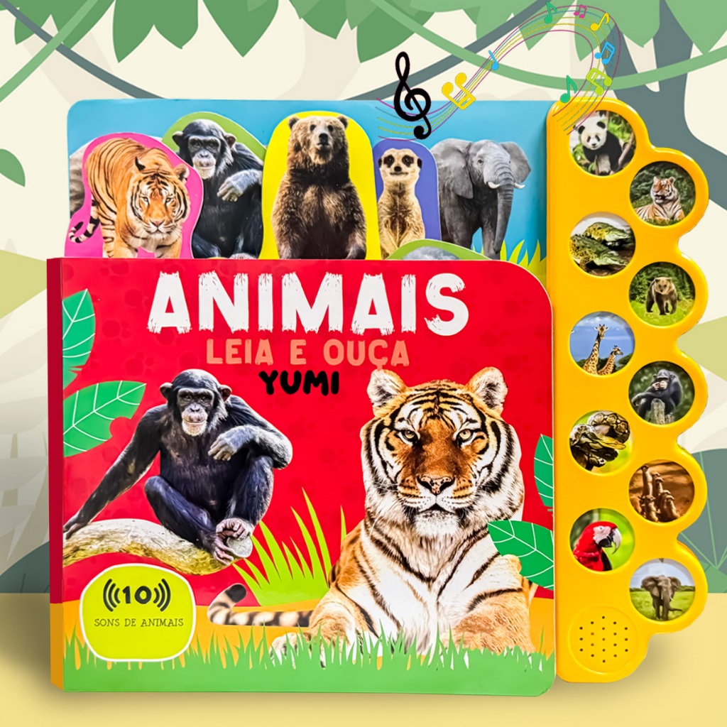 Livro Infantil Educativo Gigante Animais | Animais do Mundo Interativos | 10 Sons Capa Dura Premium