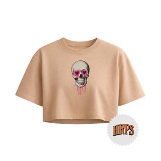 cropped feminino oversized de algodão gola redonda proteção ombro a ombro moda feminina t-shirt basica verão em Oferta na Shopee