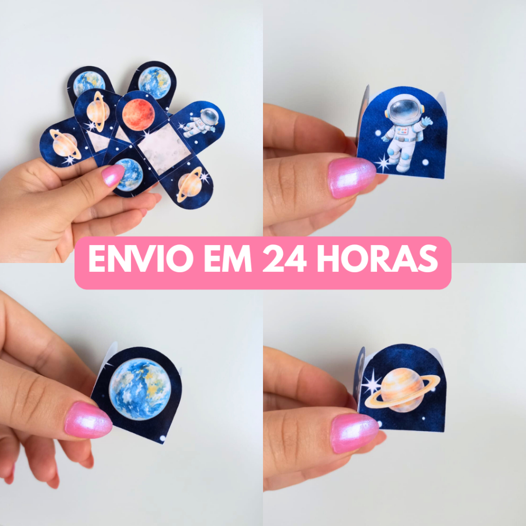 Forminha de Doces Astronauta Menino Azul Planetas Personalizada no Tema / Lembrancinha de Festa / Aniversário / Infantil
