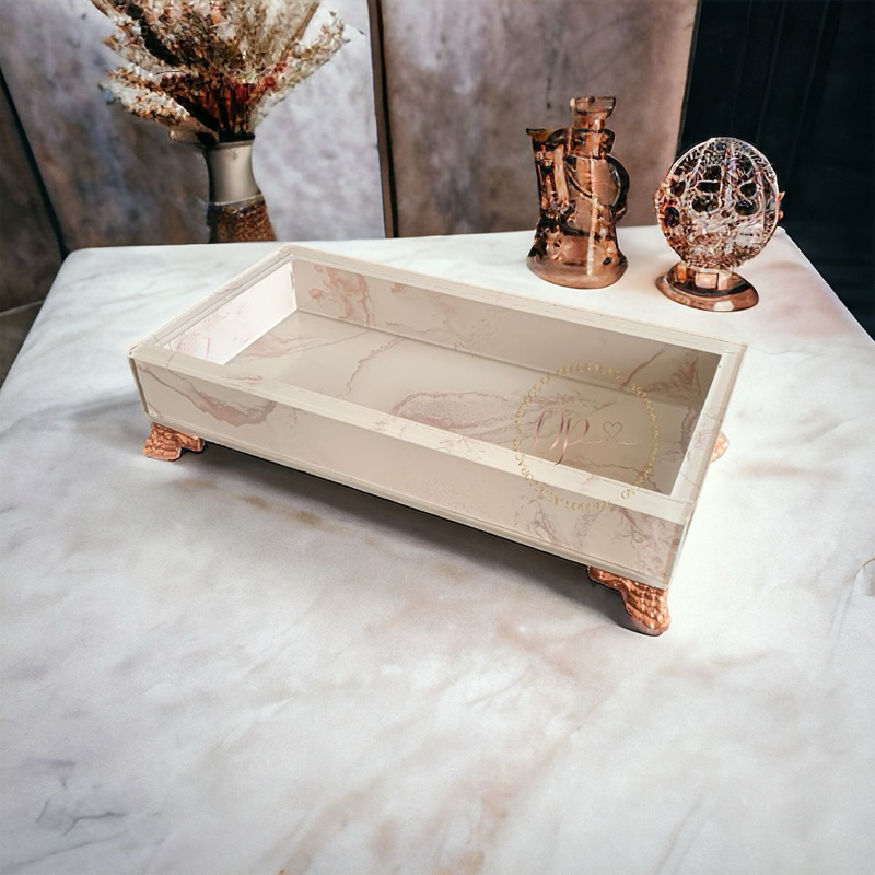 Bandeja Vidro branca vidro rose Efeito Mármore 20x10cm Rose Branca Verde em Oferta na Shopee