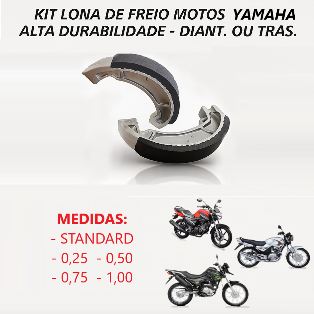 Lona de Freio Patim Tambor Moto Yamaha YBR Factor Fazer 150 250 Crosser Dianteiro ou Traseiro em Oferta na Shopee
