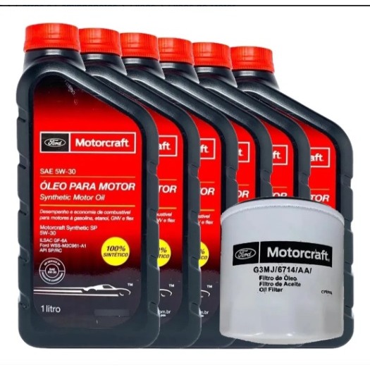 Kit 6 Litros Óleo 5W30 100% Sintético SP + Filtro de Óleo - Original Motorcraft em Oferta na Shopee