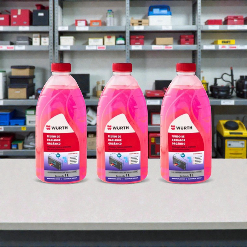Kit 3x Aditivo de Arrefecimento Wurth Orgânico 1L – Pronto para Uso Promoção