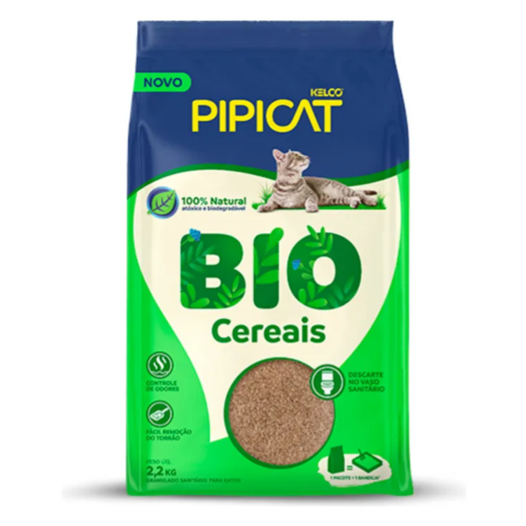 Granulado Sanitário para Gatos Pipicat Bio Cereais 2,2 kg em Oferta na Shopee