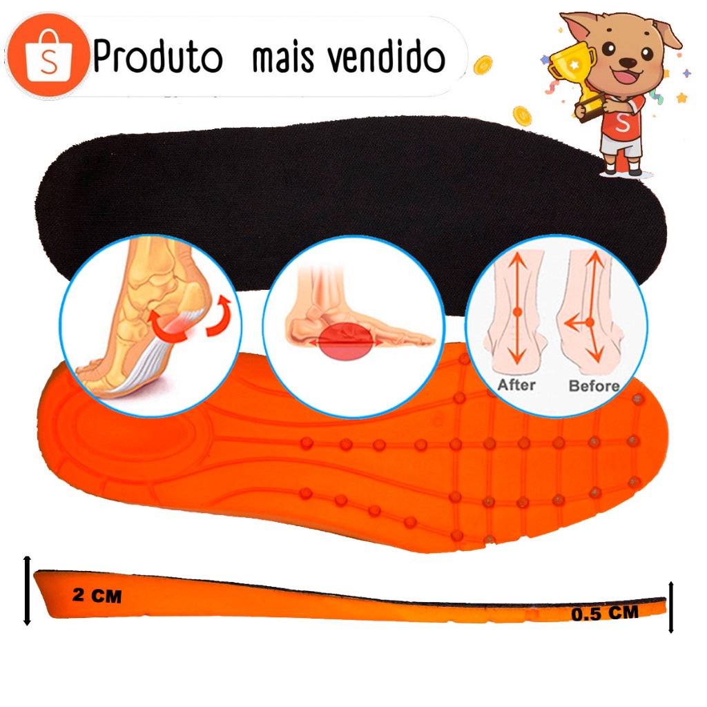 PALMILHA ORTOPEDICA EM GEL P.U MACIA PARA TÊNIS CHUTEIRA BOTA SAPATENIS CONFORTAVEL