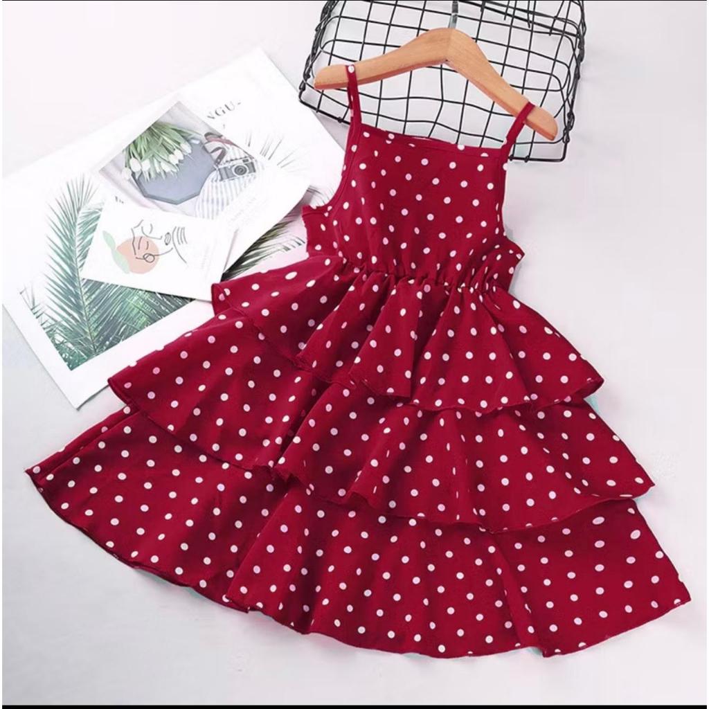 Vestido infantil menina  com estampa de bolinhas em Oferta na Shopee