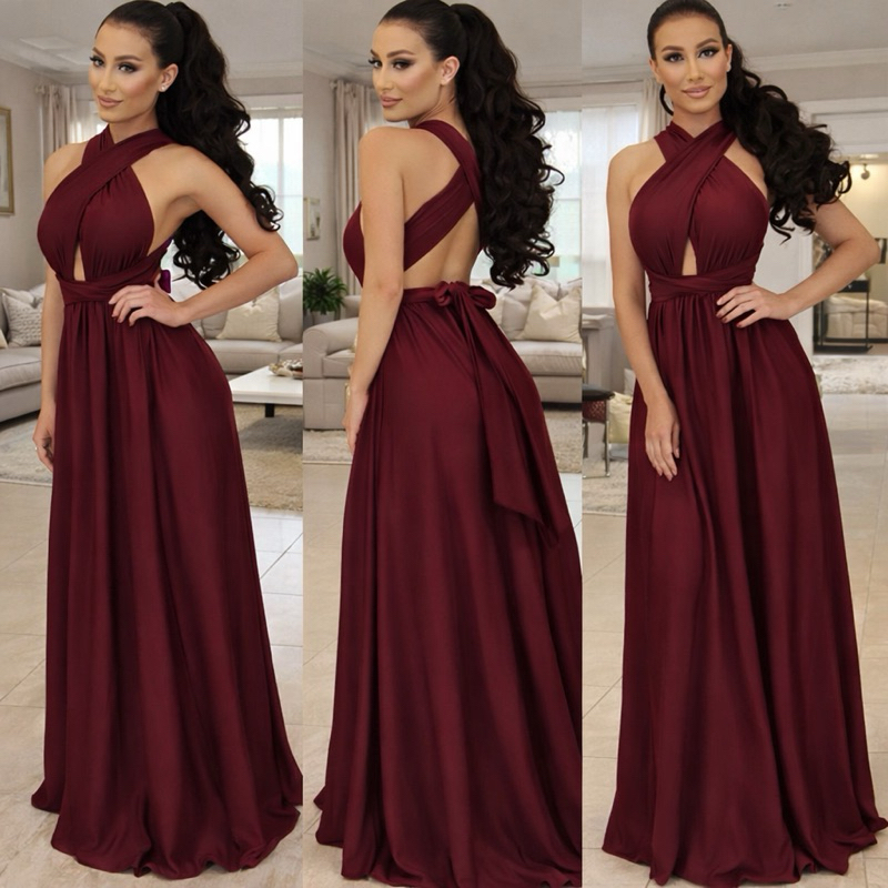 vestido Longo Várias Formas Infinity Multiformas Multiuso Festas Casamento Madrinhas Formatura verde em Oferta na Shopee