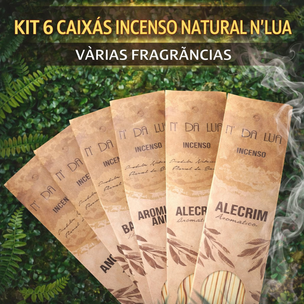Kit 6 Incensos Artesanal 60 Varetas Natural Nectar da Lua Floral de Bach Aromaterapia Sem Carvão Envio Rápido