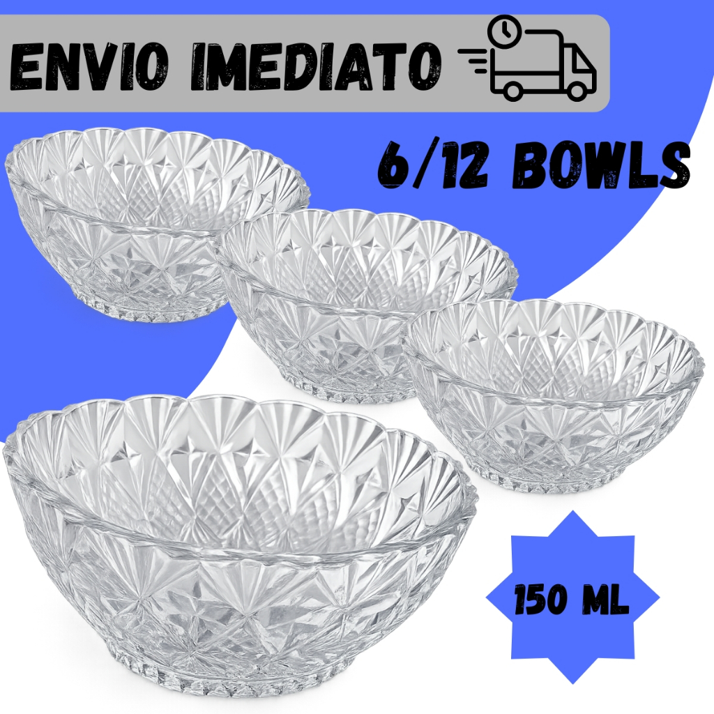 Kit de Sobremesa Bowls de Vidro Transparente Resistente Luxo Qualidade Cozinha Sofisticada