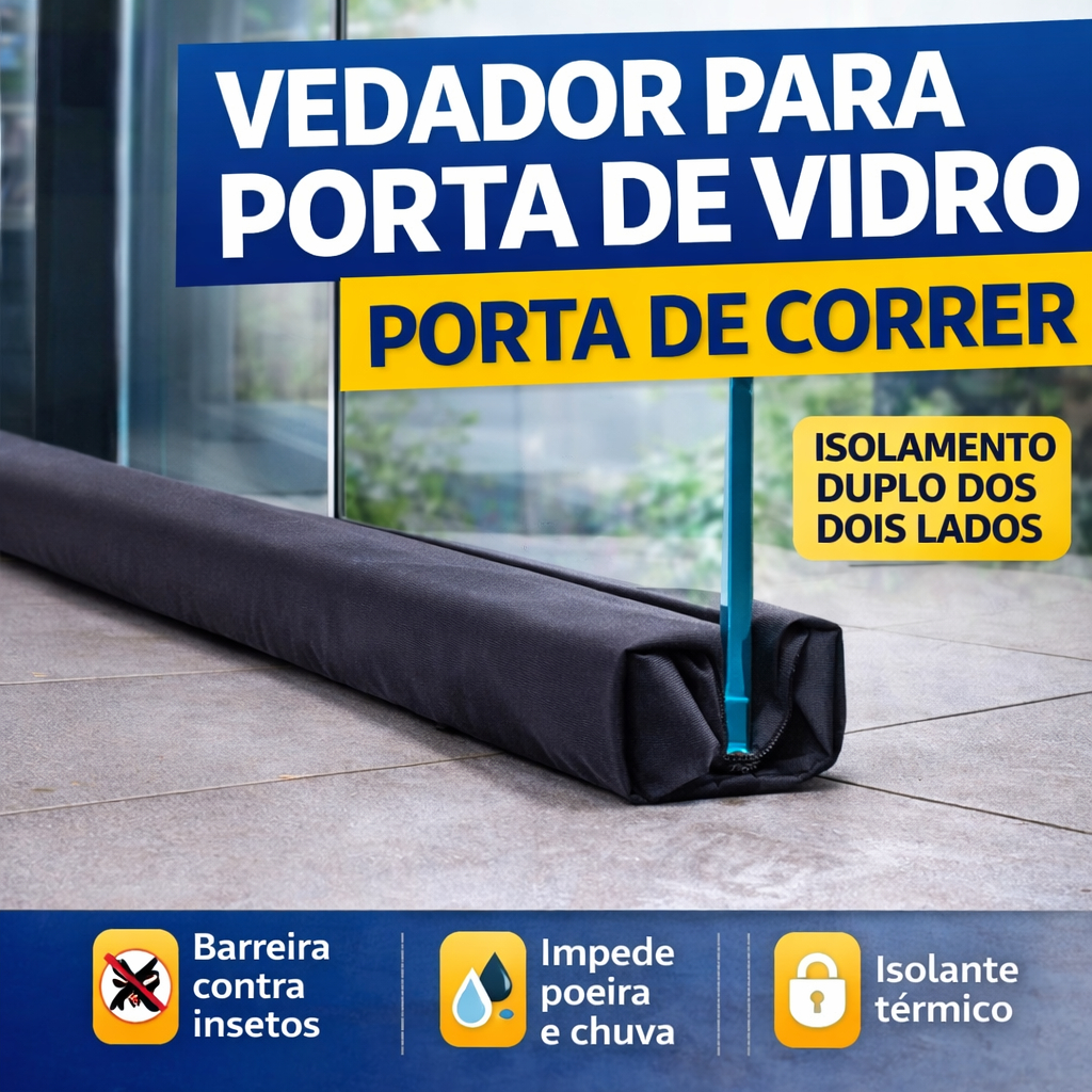 Vedação Inferior Porta de Vidro de ABRIR E CORRER | Barreira Anti Insetos e Poeira | Encaixe Duplo em Oferta na Shopee