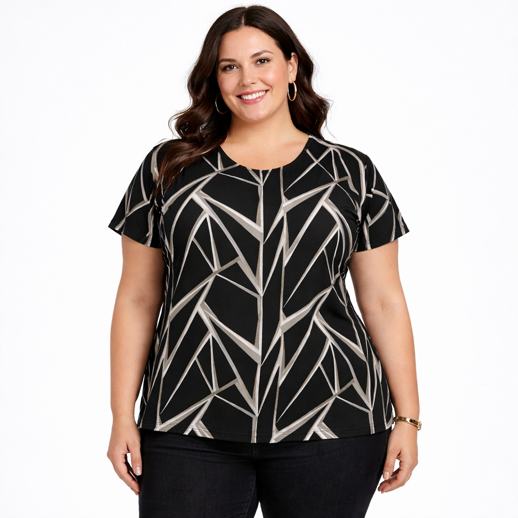 Blusa Feminina Plus Size Manga Curta Blusinha de Malha T-Shirt Grande Estampas Diversas em Liganete em Oferta na Shopee