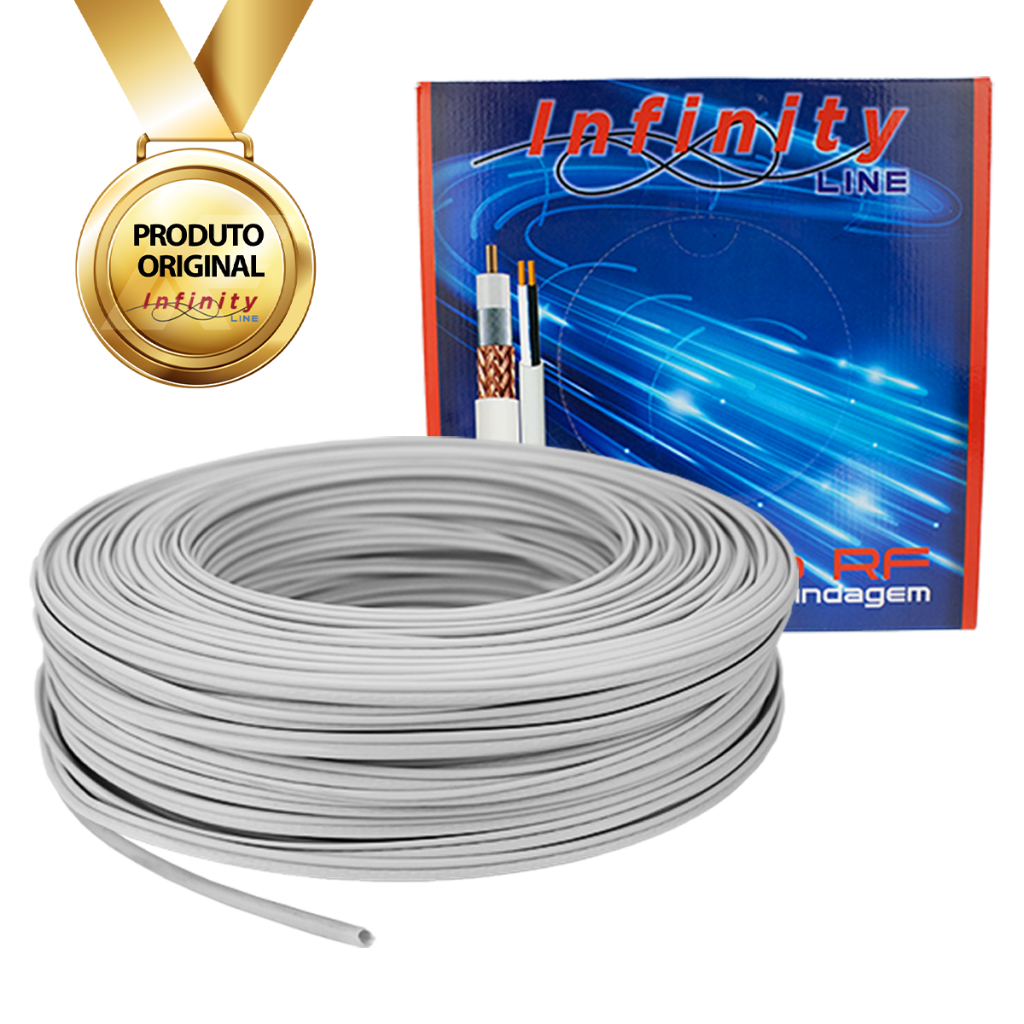 Cabo Coaxial Flexível 80% Alarme Cftv 4mm Rolo C/ 100m