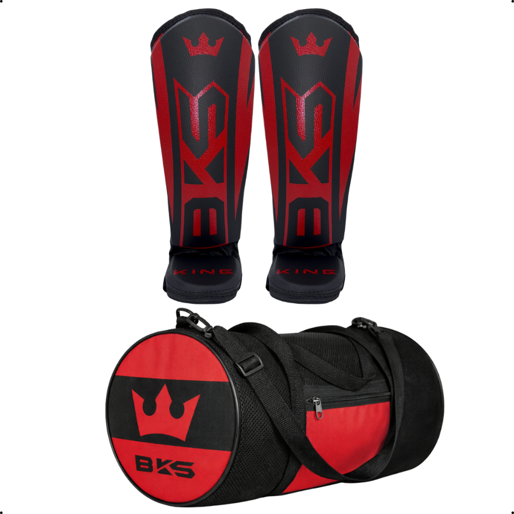 Caneleira Muay Thai Kickboxing Sparring MMA Protetor De Pé + Bolsa Esportiva Espaçosa Com Bolso