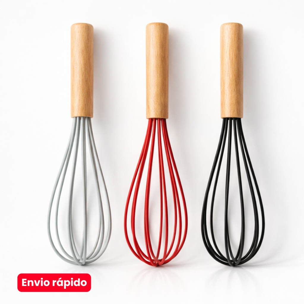 Batedor de Ovo Fuê Grande de Silicone com Cabo Madeira 27 cm em Oferta na Shopee