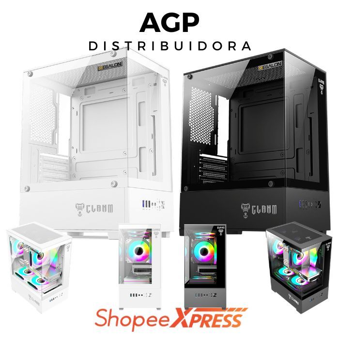 Gabinete Gamer Aquário Snow Megalon Branco ou Preto Mini Tower PSU Cover Vidro Temperado
