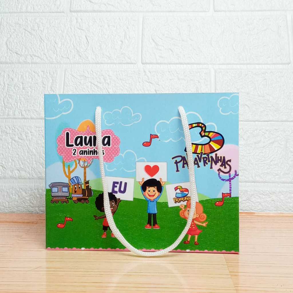 Sacolinhas Surpresa Personalizada com Alça - Semi-Montadas - Lembrancinha para Festas - 3 Palavrinhas Menina